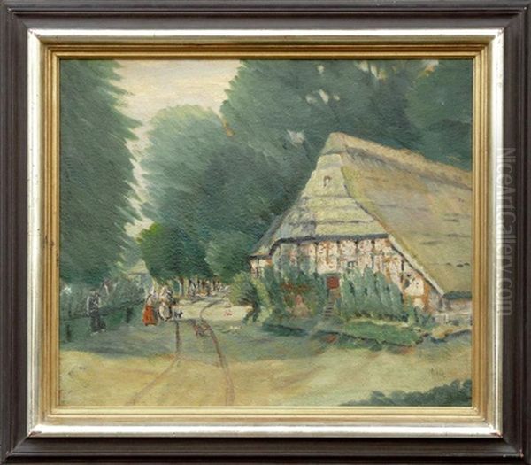 Dorfstrase Mit Bauernhaus (rugen) Oil Painting by Otto Lange