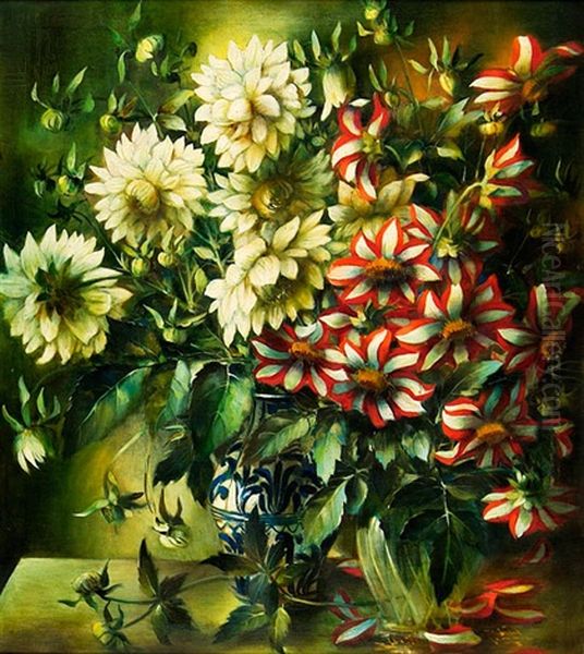 Dahlien Oil Painting by Otto Lange