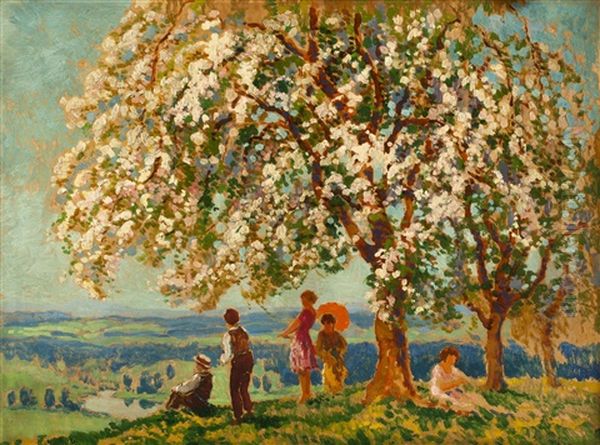Aussicht Im Fruhling Oil Painting by Karel Langer