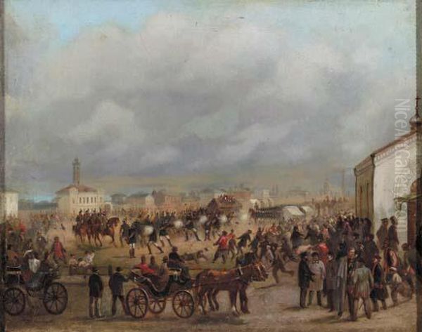 The People's Revolt Oil Painting by Sergei Vasilevich Beklemischeff