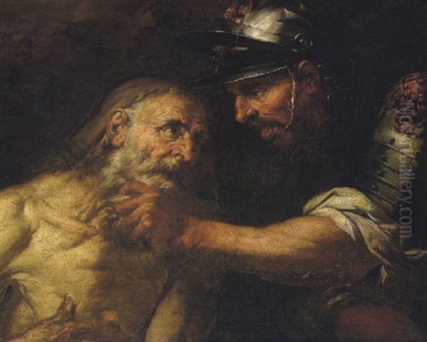 La Morte Di Archimede Oil Painting by Giovanni Battista Langetti