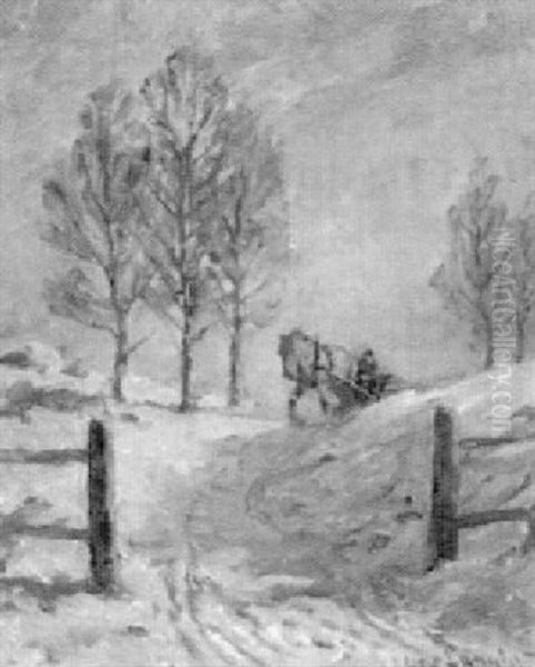 Soligt Snolandskap Med Timmerkorare Oil Painting by Alexander Langlet