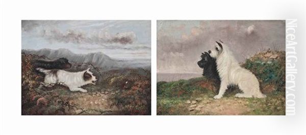 A Narrow Escape And Patience (pair) Oil Painting by J. Langlois