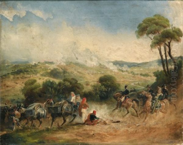 Scene De Bataille Oil Painting by Jean-Charles Langlois