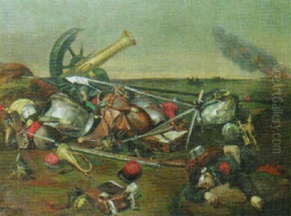 Battle Scene Oil Painting by Jean-Charles Langlois
