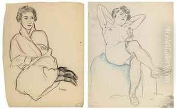 Reclining Nude Oil Painting by Viktor Belanyi