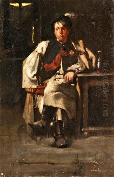 Betyar Az Ivoban Oil Painting by Viktor Belanyi