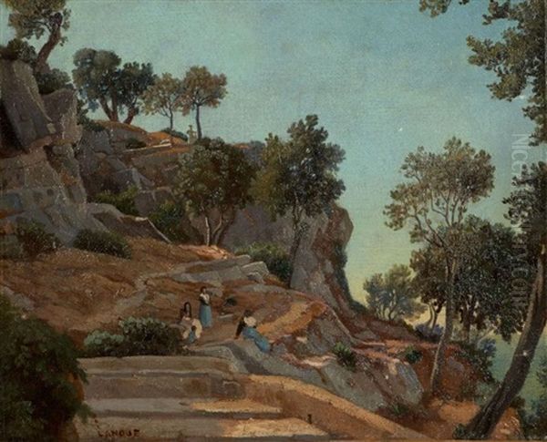 Paysage D'italie Oil Painting by Felix-Hippolyte Lanoue