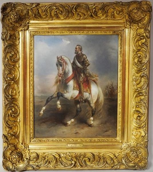 Portrait D'henri Iv A Cheval Oil Painting by Francois Emile de Lansac
