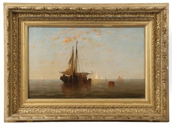 Fishing Fleet Setting Out Oil Painting by Walter Franklin Lansil