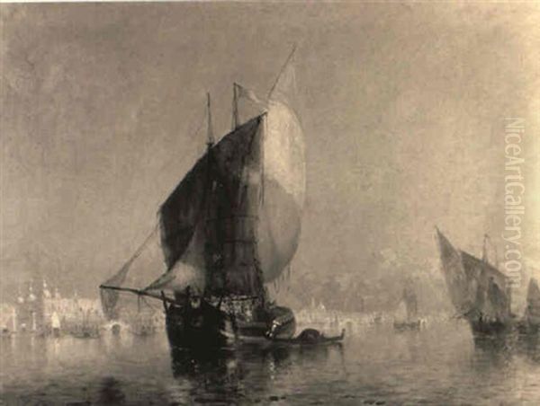 Entering The Harbour Of Venice Oil Painting by Walter Franklin Lansil