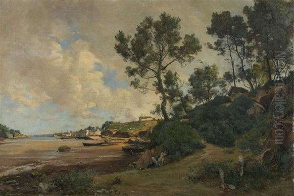 Cote Rocheuse En Bretagne Oil Painting by Emmanuel Lansyer