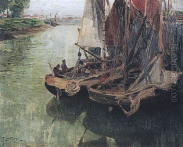 Le Retour Des Pecheurs Oil Painting by Fernand Lantoine