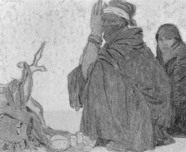 Targui Et Sa Femme, Sahara Oil Painting by Fernand Lantoine