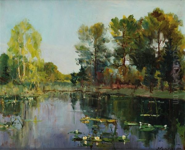 Les Nenuphars Oil Painting by Georgi Alexandrovich Lapchine