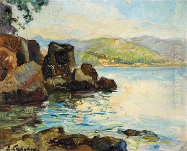 Cote Rocheuse En Mediterranee Oil Painting by Georgi Alexandrovich Lapchine