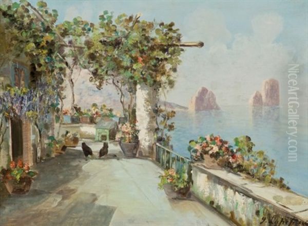 Terrasse A Capri Oil Painting by Georgi Alexandrovich Lapchine