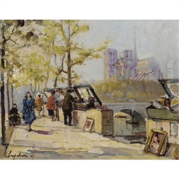 Notre Dame De Paris Oil Painting by Georgi Alexandrovich Lapchine