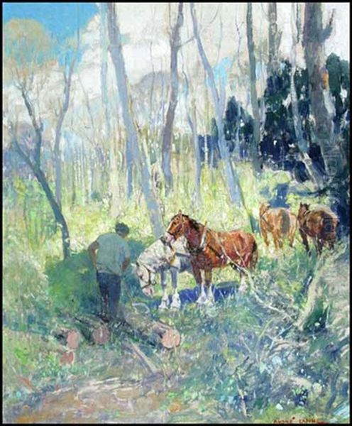 Workers Of The Woods (00498/2013-t803) Oil Painting by Andreas Christian Gottfried Lapine