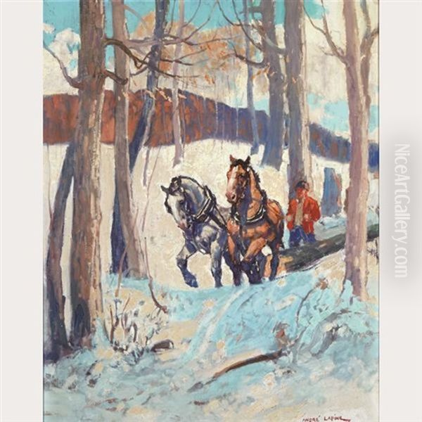 Winter's Work Oil Painting by Andreas Christian Gottfried Lapine