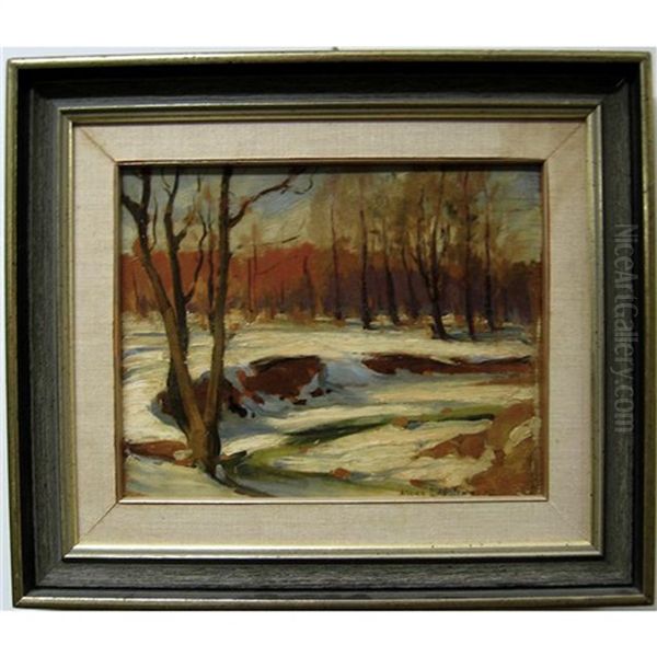 Winter Study Oil Painting by Andreas Christian Gottfried Lapine