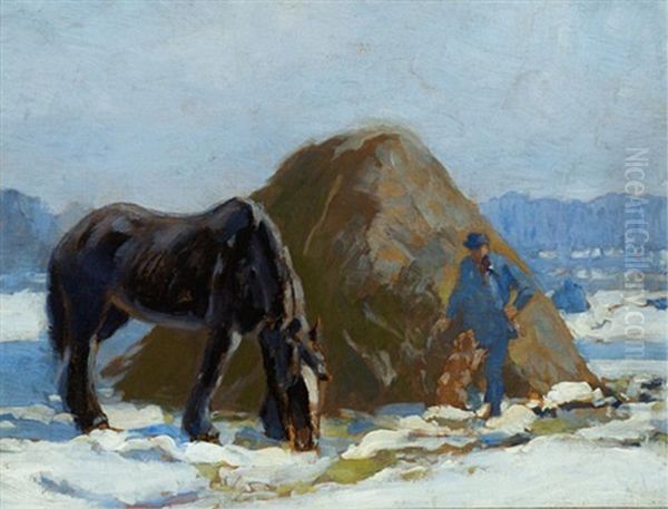 Crisp Winter Morning Oil Painting by Andreas Christian Gottfried Lapine