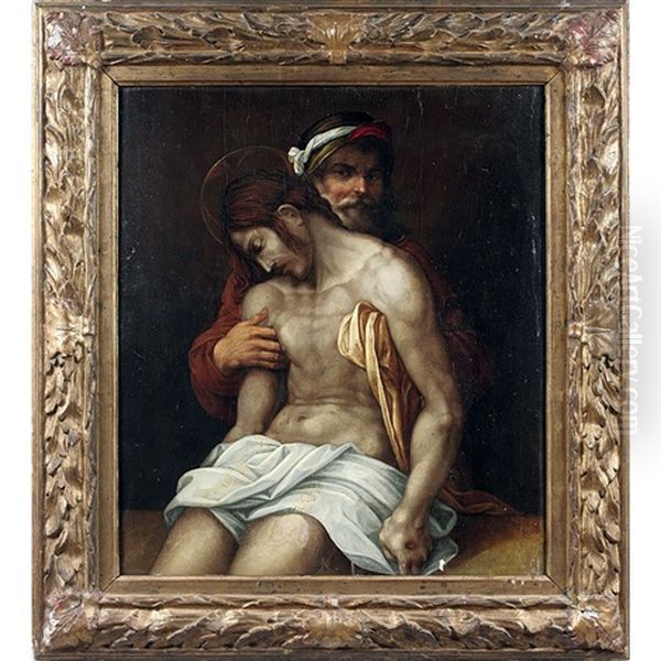 Le Christ Soutenu Par Joseph D'arimathie Oil Painting by Giovanni Antonio Lappoli