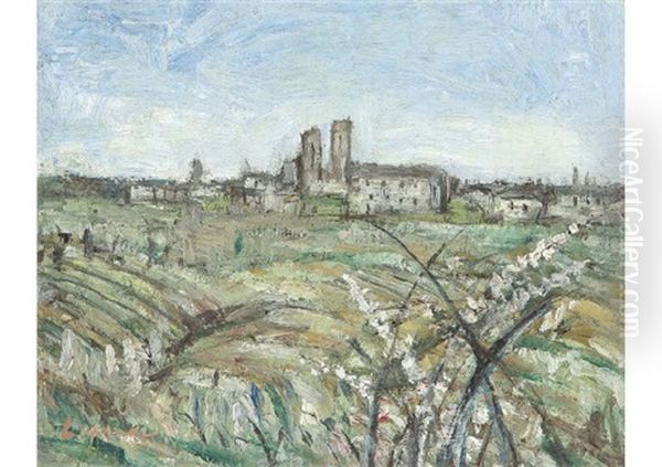 Chartres Distant View Oil Painting by Pierre Laprade