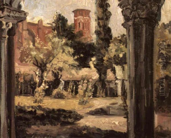 Le Cloitre A Toulouse Oil Painting by Pierre Laprade