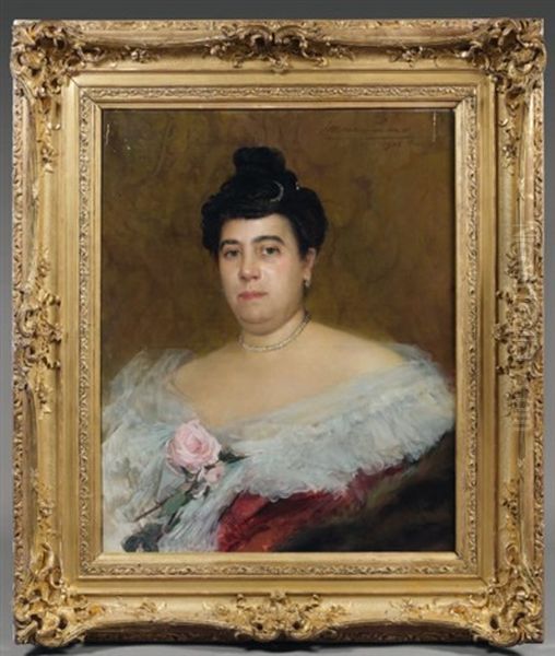 Portrait De Femme Oil Painting by Francois-Maurice Lard