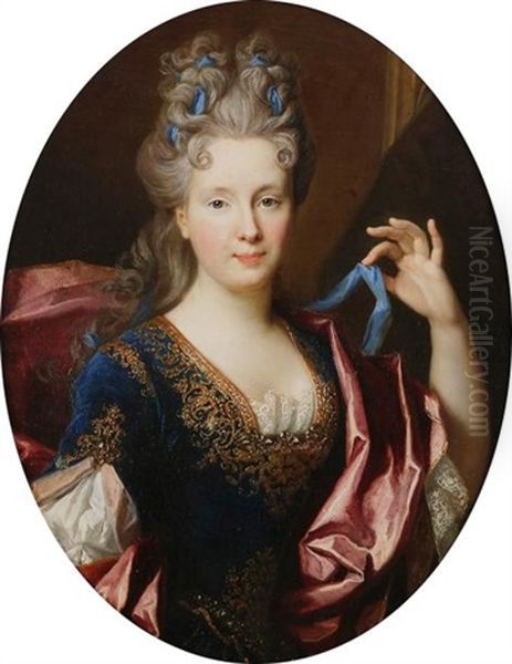 Portrait De Genevieve Chamillard, Duchesse De Lorge Oil Painting by Nicolas de Largilliere