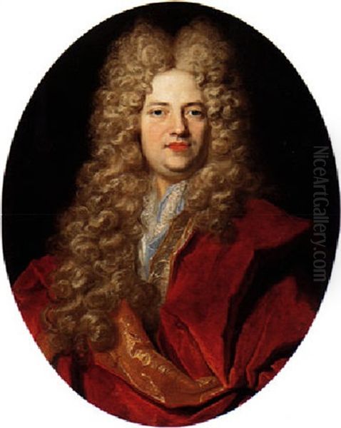 Portrait Of A Gentleman Wearing Red Oil Painting by Nicolas de Largilliere