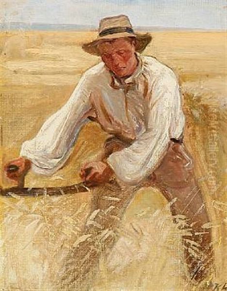 Hostmand Oil Painting by Knud Larsen