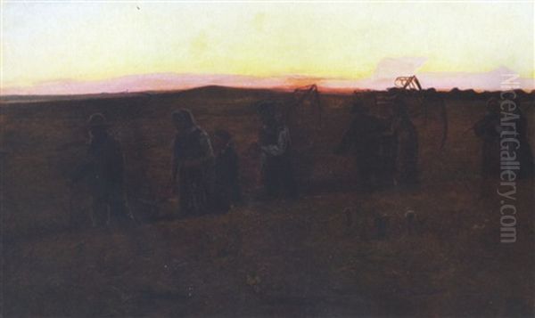 Efter Solnedgang Oil Painting by Knud Larsen