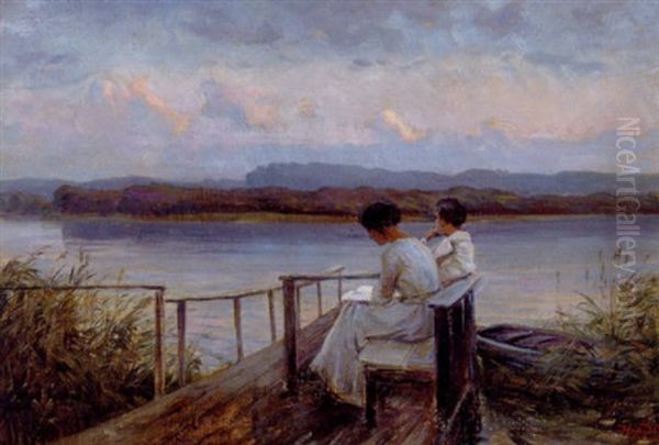 L'heure Bleu Oil Painting by Knud Larsen