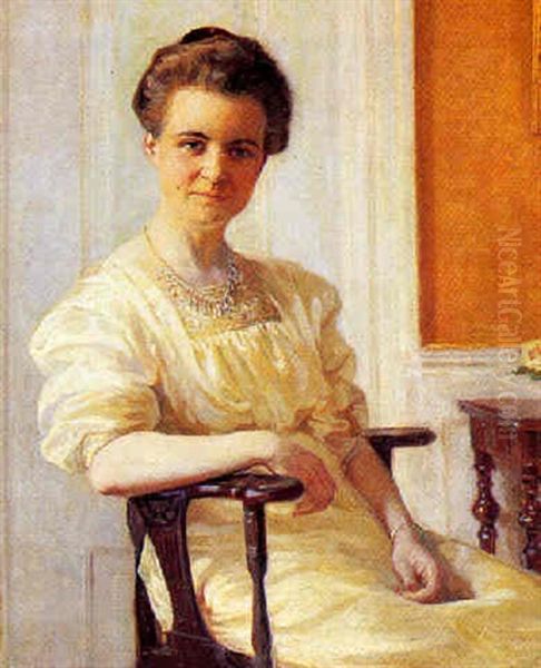 Portraet Af En Ung Pige Oil Painting by Knud Larsen