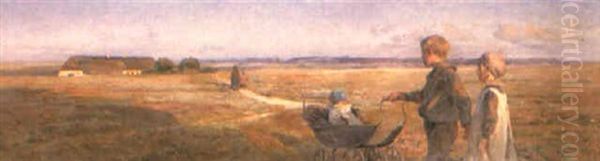 An Afternoon Walk Oil Painting by Knud Larsen