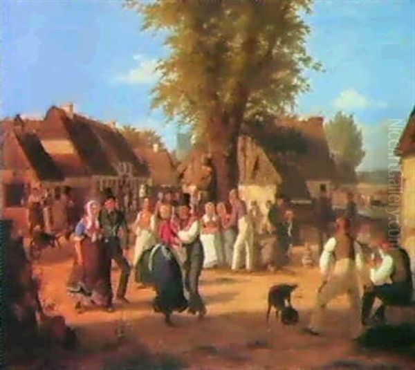 Sjaellandsk Bondelystighed Oil Painting by Peter Julius Larsen