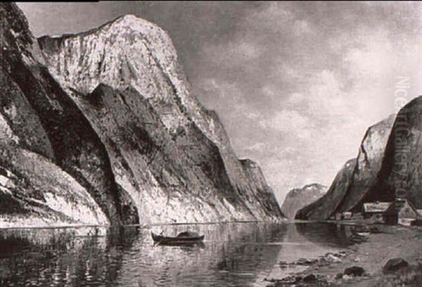 Norwegische Fjordlandschaft Oil Painting by Thorvald Larsen