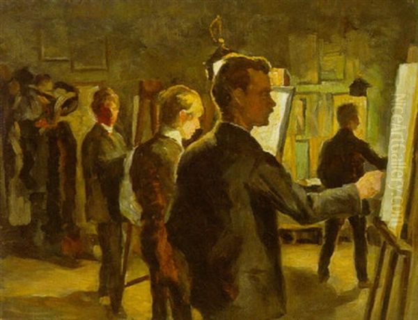 Fra Kroyers Malerskole Oil Painting by Frederik Larsen-Saerslov