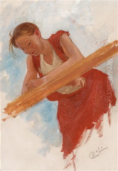 Flicka Vid Rack Oil Painting by Carl Olof Larsson