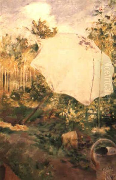 Parasollen, Tradgard I Grez Oil Painting by Carl Olof Larsson