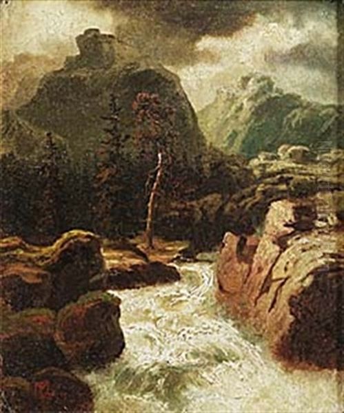 Brusande Fors Oil Painting by Marcus Larsson