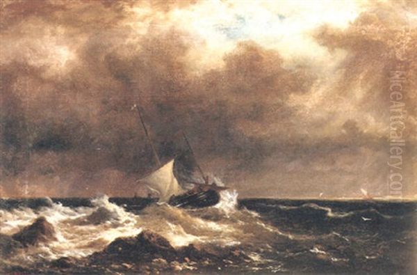 Segelbat Pa Stormigt Hav Oil Painting by Marcus Larsson