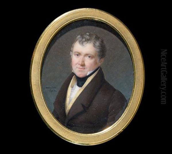 Portrait D'homme En Redingote Brune Et Gilet Jaune Oil Painting by Andre Leon (Mansion) Larue