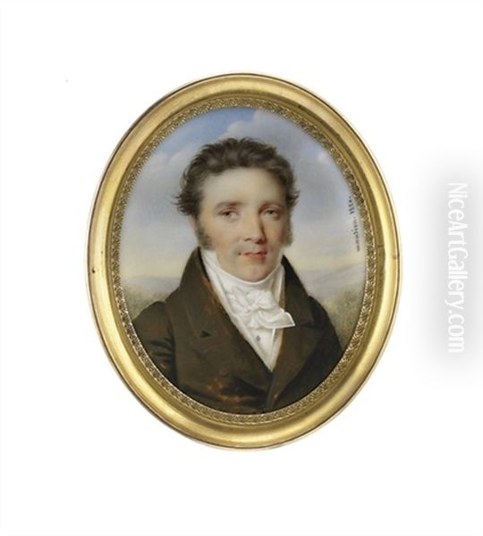 A Young Gentleman In Brown Coat Oil Painting by Andre Leon (Mansion) Larue