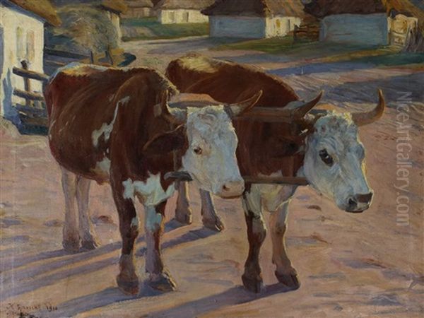 Para Wolow W Jarzmie Oil Painting by Kazimierz Lasocki