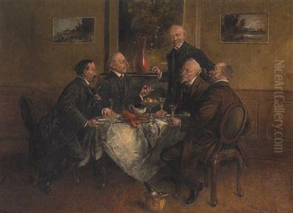 Frohliche Zecher Oil Painting by Hans August Lassen