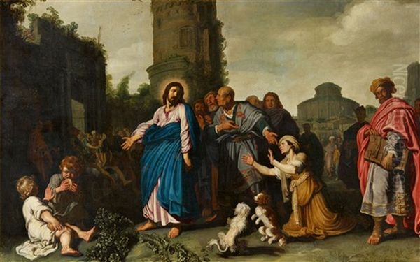 Christ And The Canaanite Woman Oil Painting by Pieter Lastman