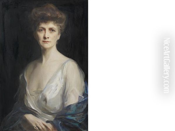 Portrait Of Mrs John W. Davis, Nee Ellen G. Bassel Oil Painting by Philip Alexius De Laszlo